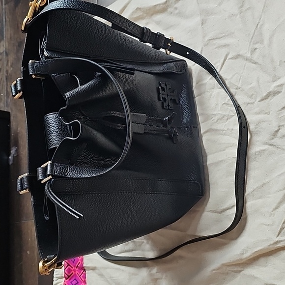 Tory Burch Magraw Dragonfly Black Leather Shoulder Bag - Picture 6 of 13